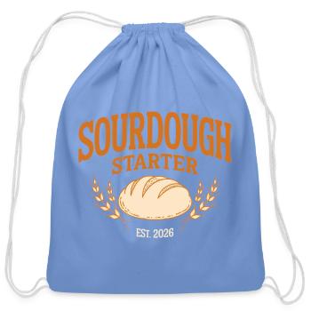Sourdough Starter Est 2026 Funny Vintage Baker - Cotton Drawstring Bag - carolina blue - Front