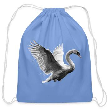 Low-Poly Swan in Flight - Cotton Drawstring Bag - carolina blue - Front