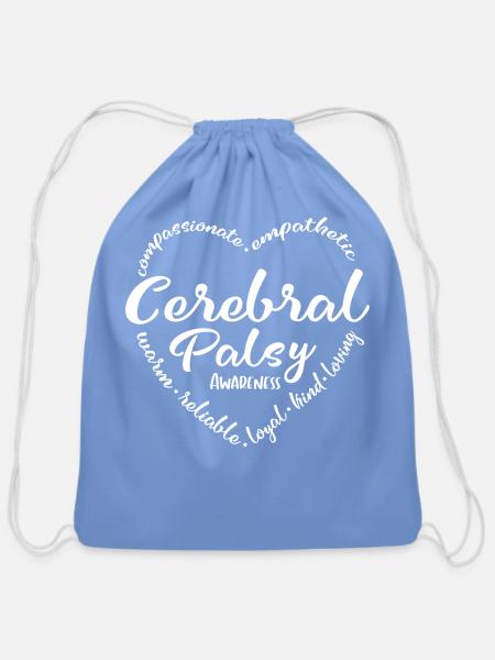Cerebral Palsy, cerebral palsy awareness - Cotton Drawstring Bag - carolina blue