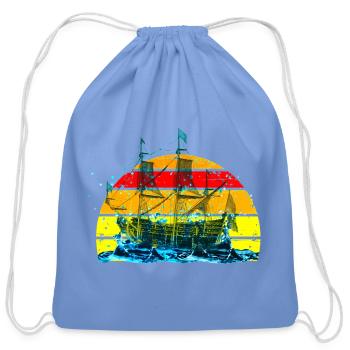 Sunset Sailship Neon Splash - Cotton Drawstring Bag - carolina blue - Front