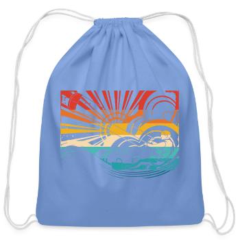 Kitesurfing Summer Water Sports - Cotton Drawstring Bag - carolina blue - Front