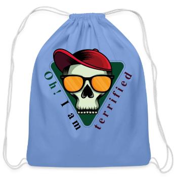 I am terrified - Cotton Drawstring Bag - carolina blue - Front