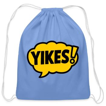 Bold Yellow Yikes Speech Bubble Design - Cotton Drawstring Bag - carolina blue - Front