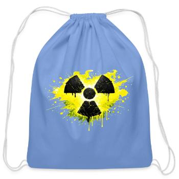 Radioactive warning symbol in a splash design - Cotton Drawstring Bag - carolina blue - Front