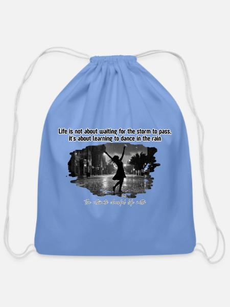 Dance in the Rain: Cheerful Resilience - Cotton Drawstring Bag - carolina blue