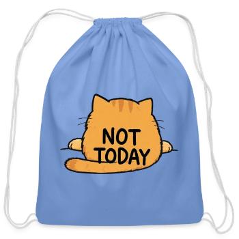 Chubby Orange Tabby Cat - Not Today Mood - Cotton Drawstring Bag - carolina blue - Front