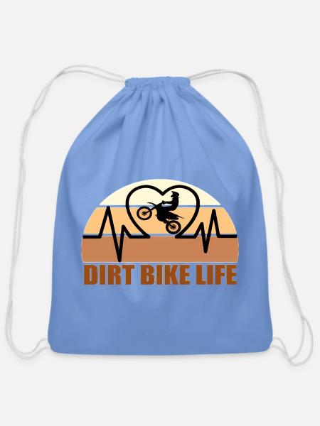 Dirt Bike Life Heartbeat - Cotton Drawstring Bag - carolina blue