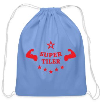 Super Tiler Master Craftsman Muscle Emblem - Cotton Drawstring Bag - carolina blue - Front