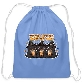 Witch Boba Trio Cats - Cotton Drawstring Bag - carolina blue - Front