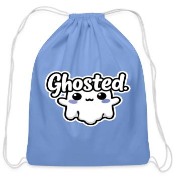 Ghosted Cute Ghost Design  - Cotton Drawstring Bag - carolina blue - Front
