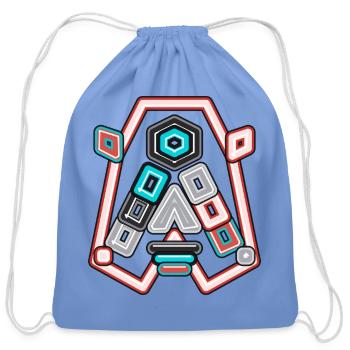 Neon Geometric Glyph Shield - Cotton Drawstring Bag - carolina blue - Front