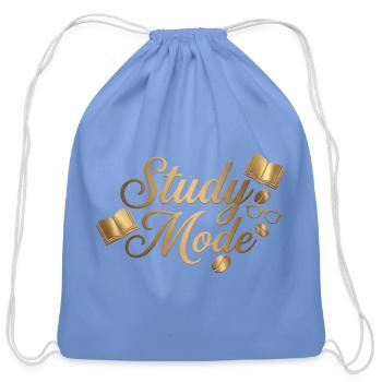 study mode with golden coffee beans.  - Cotton Drawstring Bag - carolina blue - Front