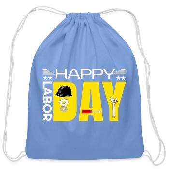 Happy Labor Day Gear Icons - Cotton Drawstring Bag - carolina blue - Front