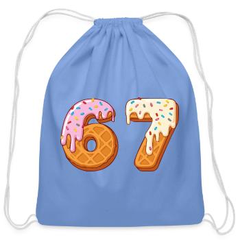 67 Sixty Seven Number 67 Waffle Six Seven Meme - Cotton Drawstring Bag - carolina blue - Front