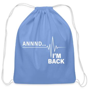 Back With Heartbeat - Cotton Drawstring Bag - carolina blue - Front