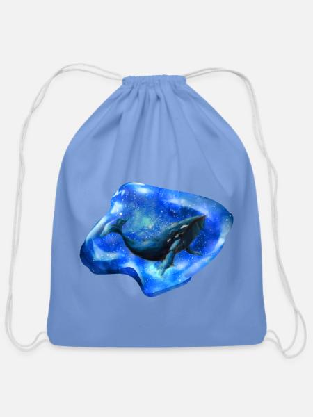Galactic Blue Whale #2 - Cotton Drawstring Bag - carolina blue