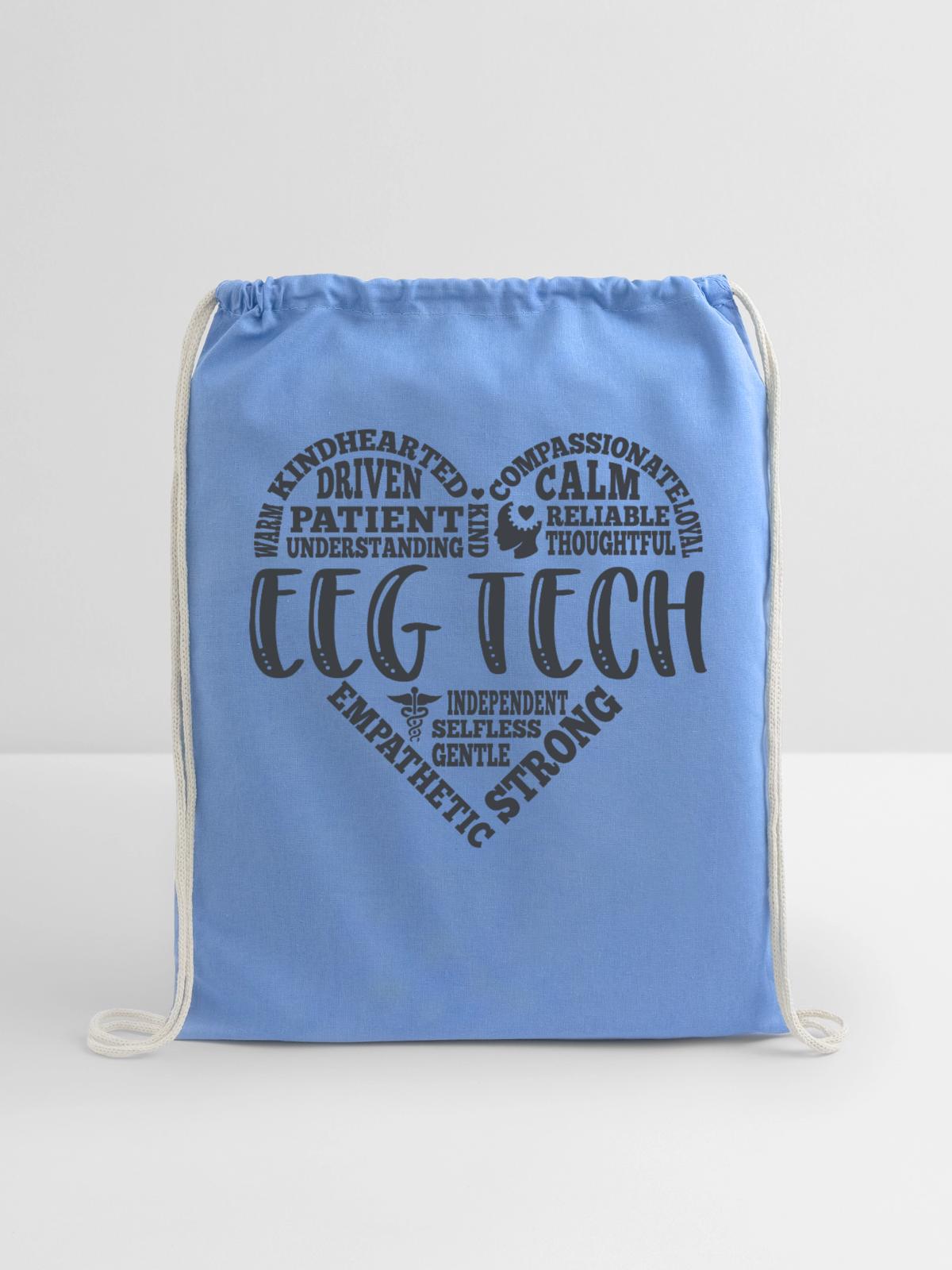 EEG Tech, electroencephalograph - Cotton Drawstring Bag - carolina blue - Front