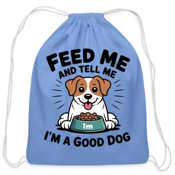 Happy Pup Meal Moment - Cotton Drawstring Bag - carolina blue - Front