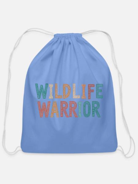 Wildlife Warrior - Cotton Drawstring Bag - carolina blue