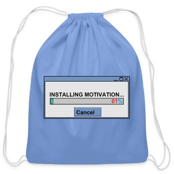 Retro Pixel Art Installing Motivation 1% - Cotton Drawstring Bag - carolina blue - Front