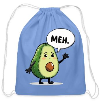 Cute Avocado with Meh Expression - Cotton Drawstring Bag - carolina blue - Front