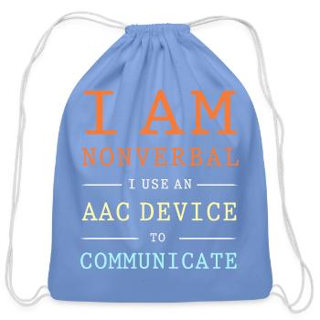AAC Device Speech Therapy - Cotton Drawstring Bag - carolina blue - Front
