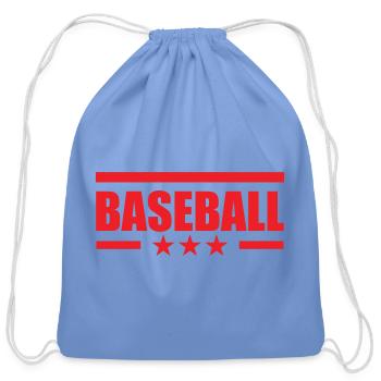Baseball Red Box Varsity Stars Logo - Cotton Drawstring Bag - carolina blue - Front