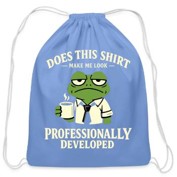 Frog Programmer Coffee Tee - Cotton Drawstring Bag - carolina blue - Front