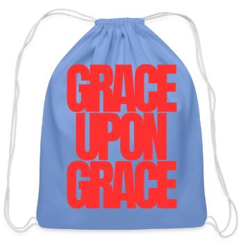 Abundant Grace Bold Red Scripture Typography Desig - Cotton Drawstring Bag - carolina blue - Front