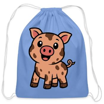 Dirty Happy Piglet - Cotton Drawstring Bag - carolina blue - Front