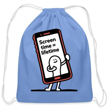 Screen Time Equals Lifetime - Cotton Drawstring Bag - carolina blue - Front