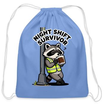 Night Shift Raccoon Survivor - Cotton Drawstring Bag - carolina blue - Front