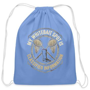 My Whitebait Spot Is Classified Information | NZ W - Cotton Drawstring Bag - carolina blue - Front