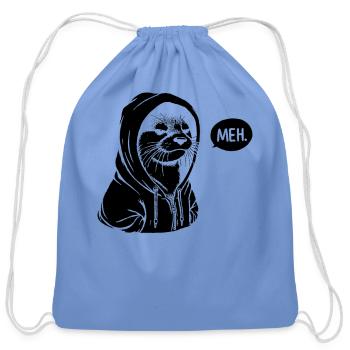 Meh Otter Gifts For Otter Lovers - Cotton Drawstring Bag - carolina blue - Front