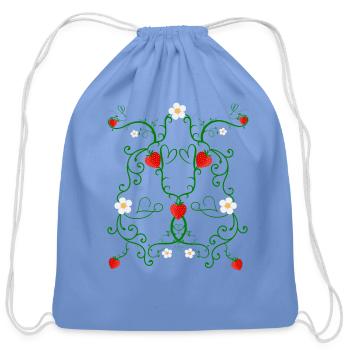 Heart Berry - Cotton Drawstring Bag - carolina blue - Front