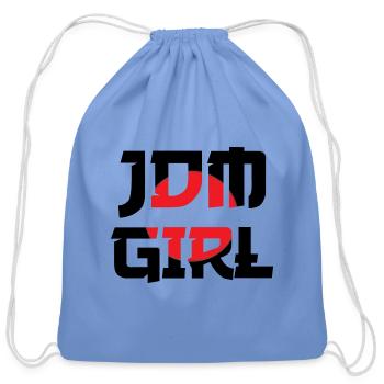 JDM GIRL japanese flag car gift idea toyota nissan - Cotton Drawstring Bag - carolina blue - Front