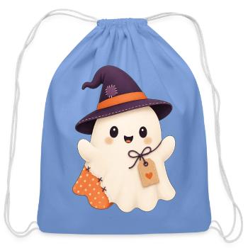 Cute Ghost Halloween Scrapbook Arts Crafts  - Cotton Drawstring Bag - carolina blue - Front