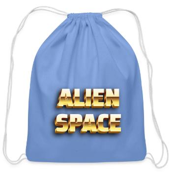 ALIEN SPACE 💫 golden text - Cotton Drawstring Bag - carolina blue - Front