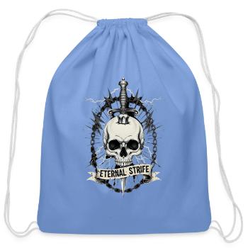 Gothic Skull Dagger Art – Eternal Strife Lightning - Cotton Drawstring Bag - carolina blue - Front