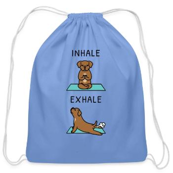 Yoga Inhale Exhale Dogue De Bordeaux - Cotton Drawstring Bag - carolina blue - Front