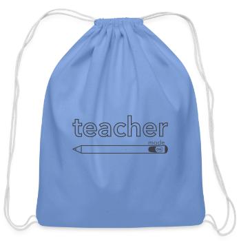 Teacher mode on Outfit pencil - Cotton Drawstring Bag - carolina blue - Front