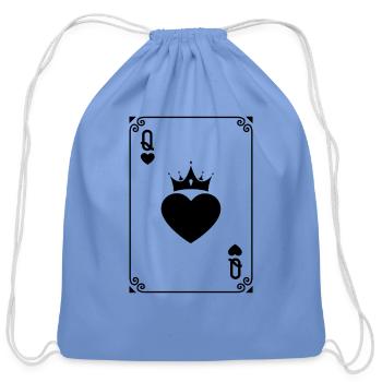 Queen of Heart King Queen Couple Halloween Costume - Cotton Drawstring Bag - carolina blue - Front