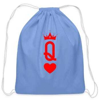 Queen of Heart King Queen Couple Halloween Costume - Cotton Drawstring Bag - carolina blue - Front