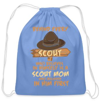Scout Mom Supportive Quote Outdoor Design - Cotton Drawstring Bag - carolina blue - Front