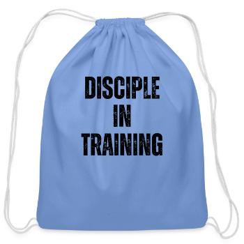 Disciple in training barbell Christian - Cotton Drawstring Bag - carolina blue - Front
