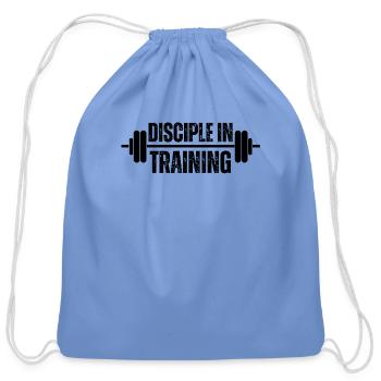 Disciple in training barbell Christian - Cotton Drawstring Bag - carolina blue - Front