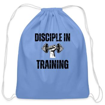 Disciple in training dumbbell Christian - Cotton Drawstring Bag - carolina blue - Front