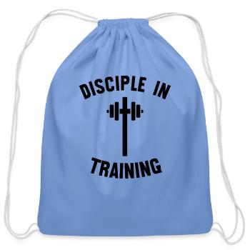 Disciple in training barbell Christian - Cotton Drawstring Bag - carolina blue - Front