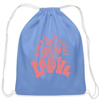 Love Blooms Hand Bouquet - Cotton Drawstring Bag - carolina blue - Front