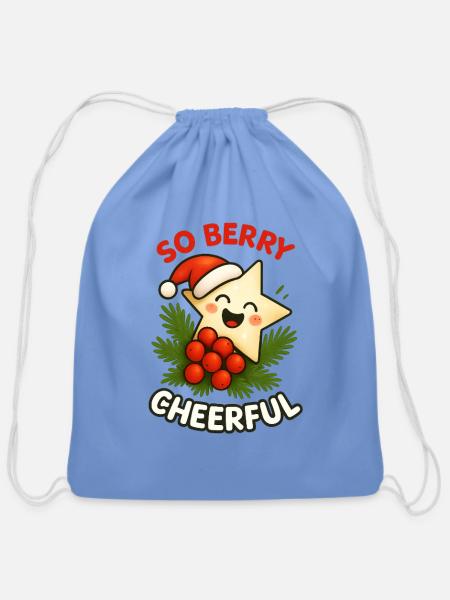 So Berry Cheerful - Cotton Drawstring Bag - carolina blue